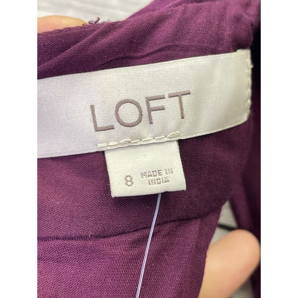 LOFT Crossover Halter Dress Size 8 Womens Purple Tie Waist - Picture 9 of 13